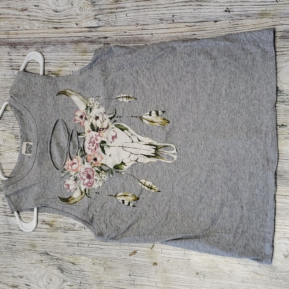 Color bear boho skull tank top